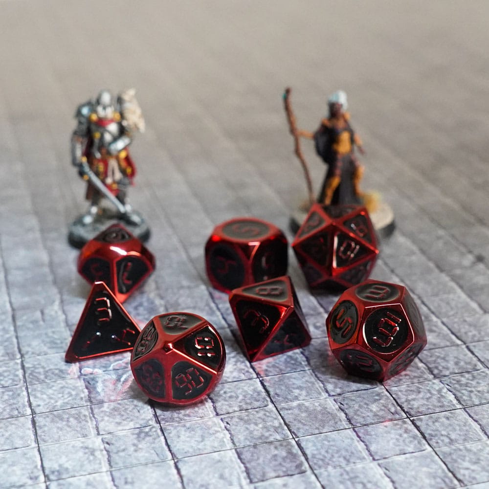 FanRoll FanRoll Dice Set Red with Black Enamel (7) | Makochan