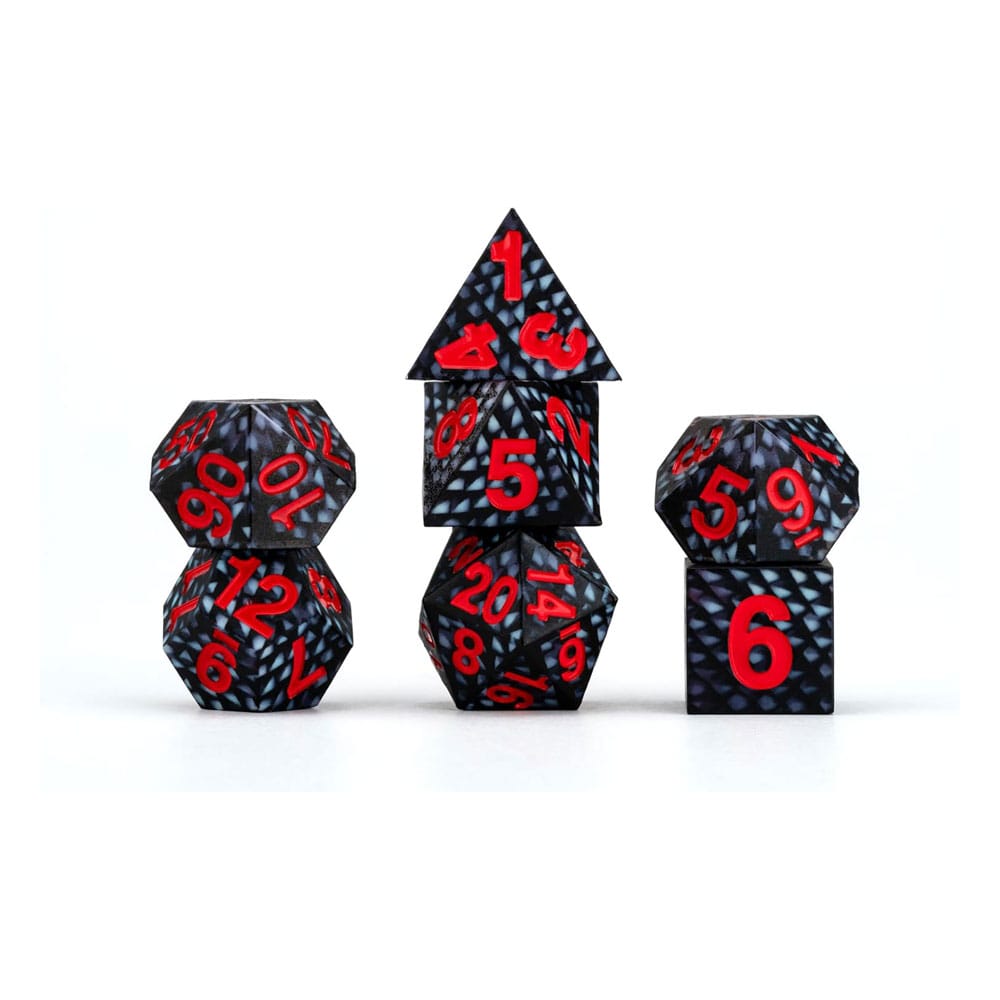 FanRoll Dragon Storm Sharp Edge Silicone Dice Set Black Dragon Scales (7) | Makochan