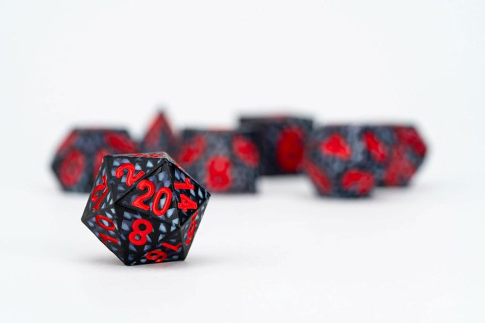 FanRoll Dragon Storm Sharp Edge Silicone Dice Set Black Dragon Scales (7) | Makochan