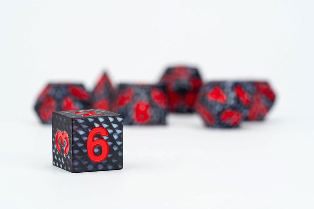 FanRoll Dragon Storm Sharp Edge Silicone Dice Set Black Dragon Scales (7) | Makochan