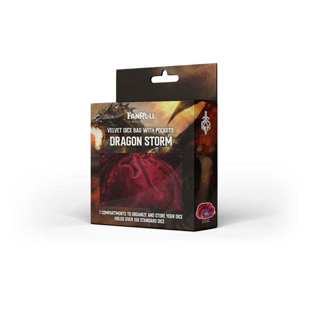 FanRoll Dragon Storm Dice bag with compartments Red Dragon Scales - Damaged packaging | Makochan