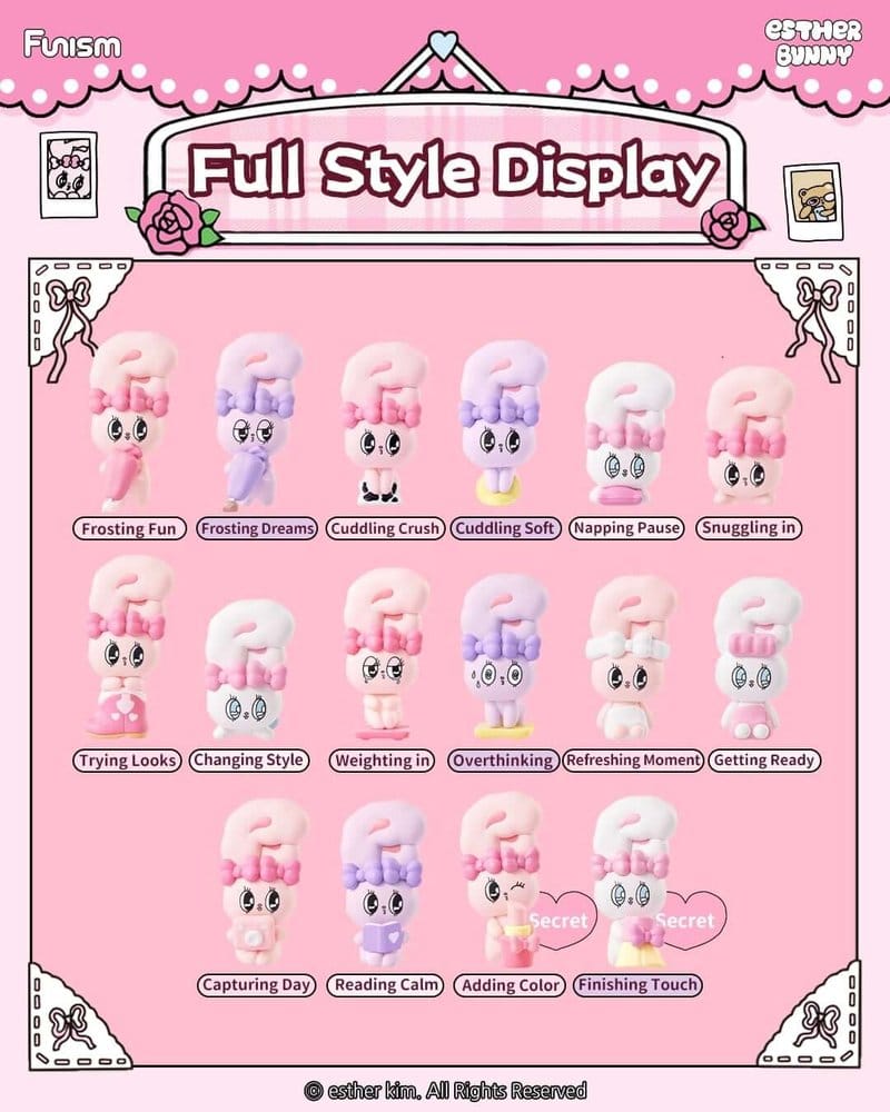 Funism Esther Bunny Blind Box Mini Figures Little Vlog Bunny Face Series 6 cm Display (6) | Makochan