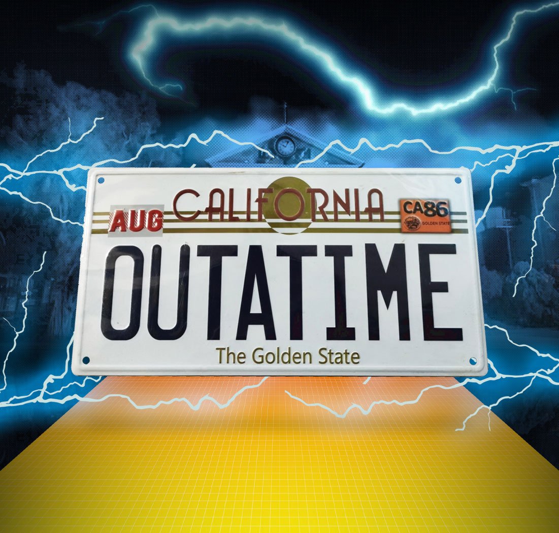 FaNaTtik Back To The Future Metal Sign ´Outatime´ DeLorean License Plate | Makochan