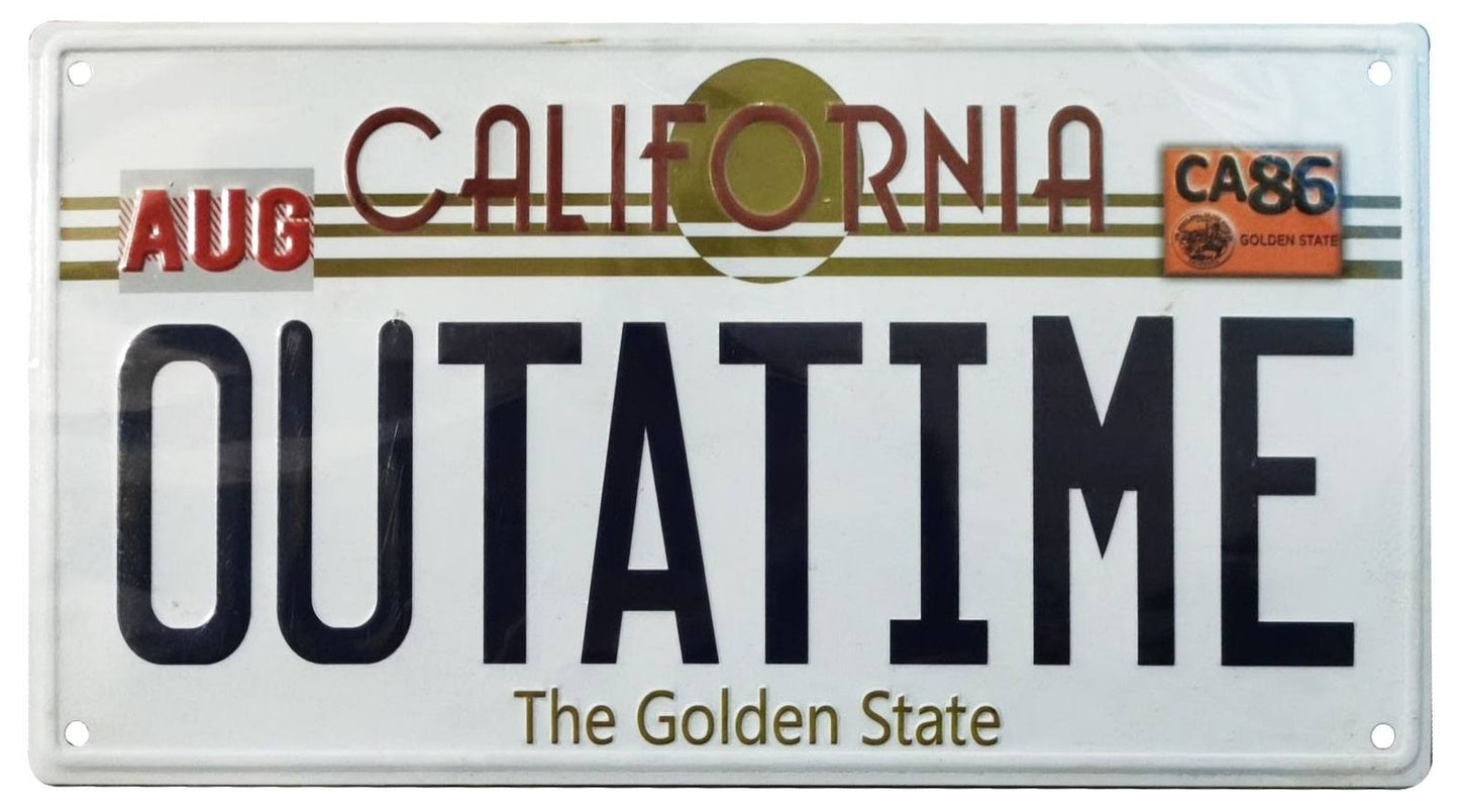FaNaTtik Back To The Future Metal Sign ´Outatime´ DeLorean License Plate | Makochan