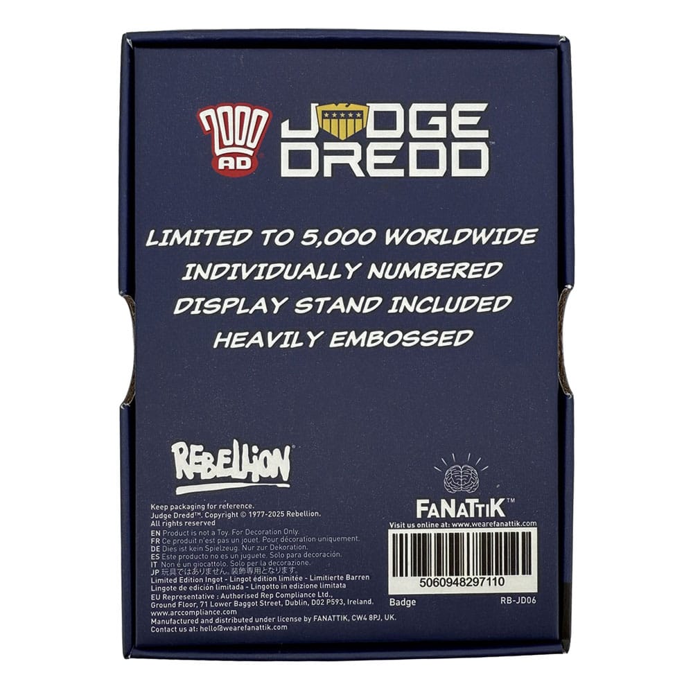 FaNaTtik 2000 AD Replica Judge Dredd Badge Limited Edition | Makochan