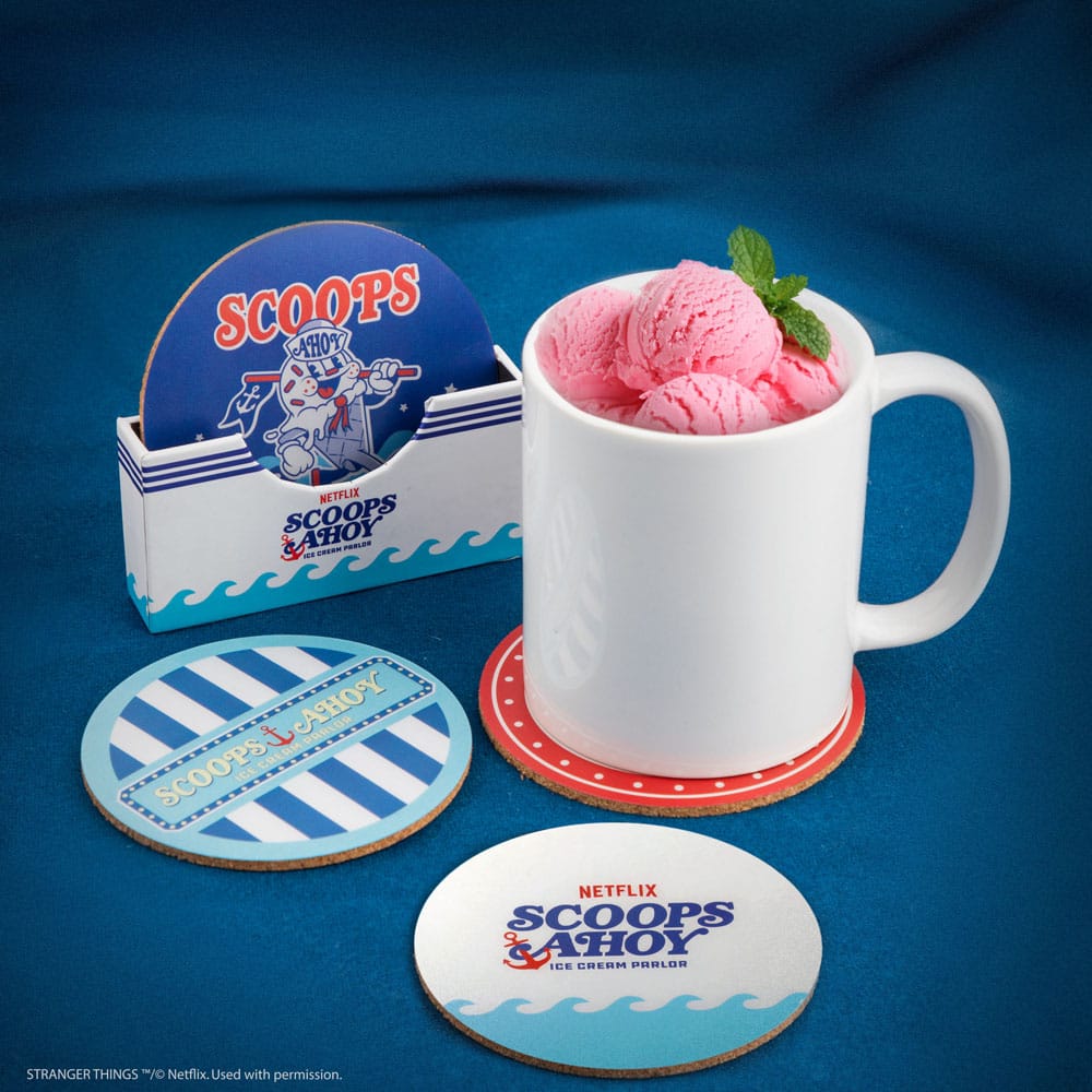 Cinereplicas Stranger Things Scoops Ahoy Coaster 4-Pack | Makochan