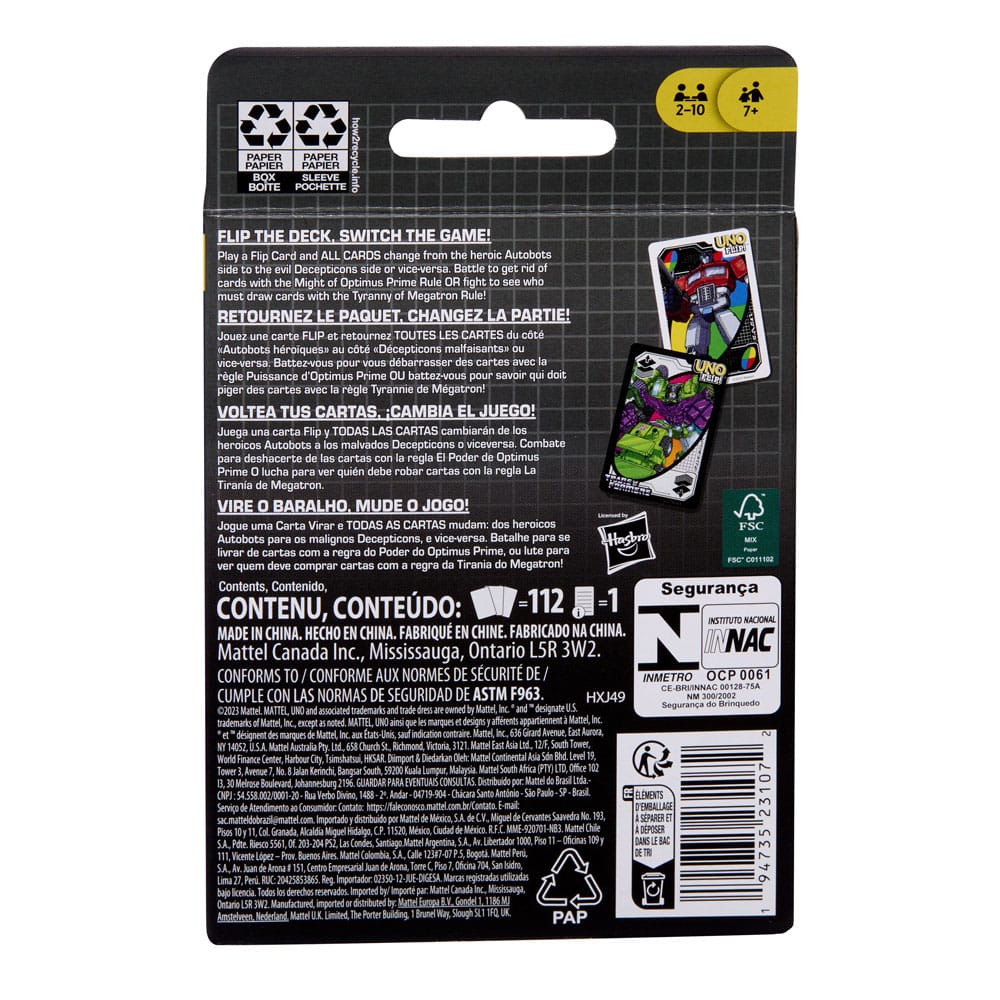 Mattel Transformers UNO Flip! Card Game | Makochan