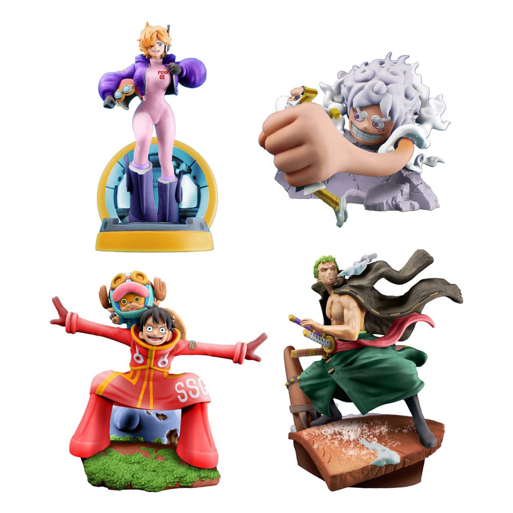 Megahouse One Piece Petitrama PVC Mini Statue Logbox Re Birth Egghead 4-Set 9 cm | Makochan