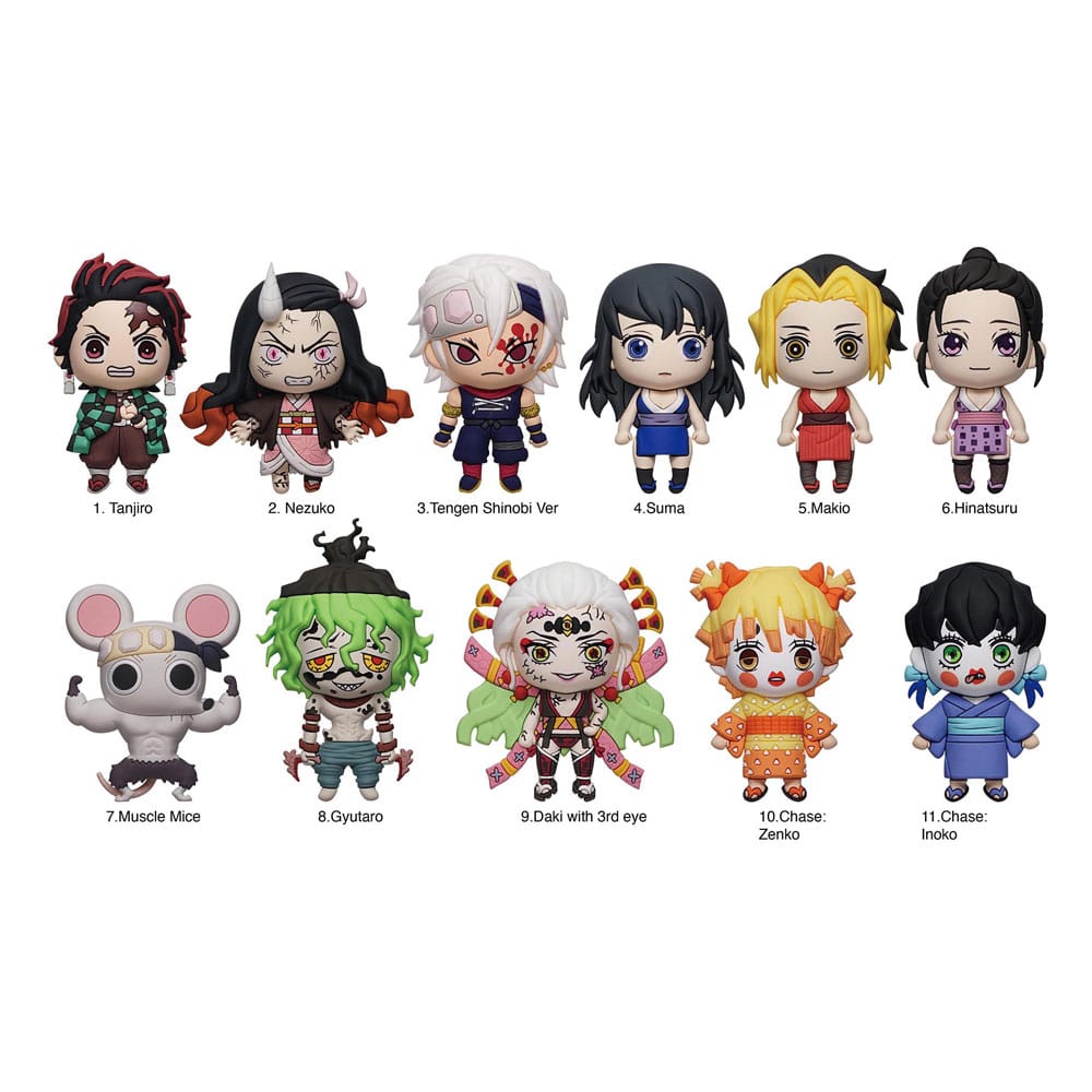 Monogram Int. Demon Slayer: Kimetsu no Yaiba 3D PVC Bag Clips Series 6 Display (24) | Makochan