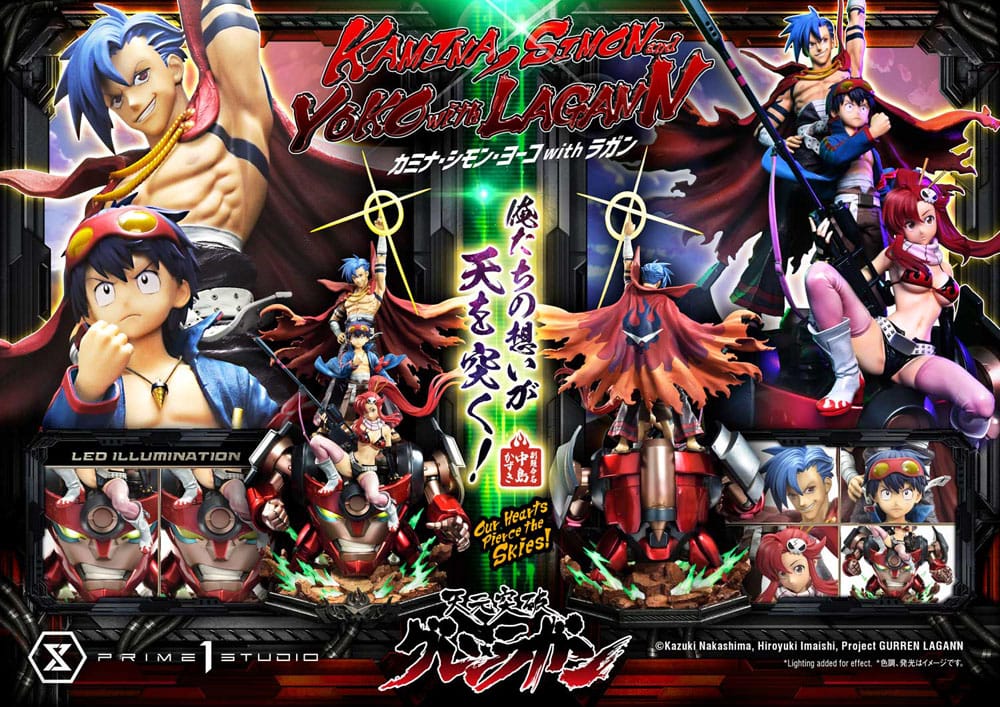 Prime 1 Studio Gurren Lagann Ultimate Premium Masterline Series Statue 1/4 Kamina, Simon & Yoko with Lagann Deluxe Bonus