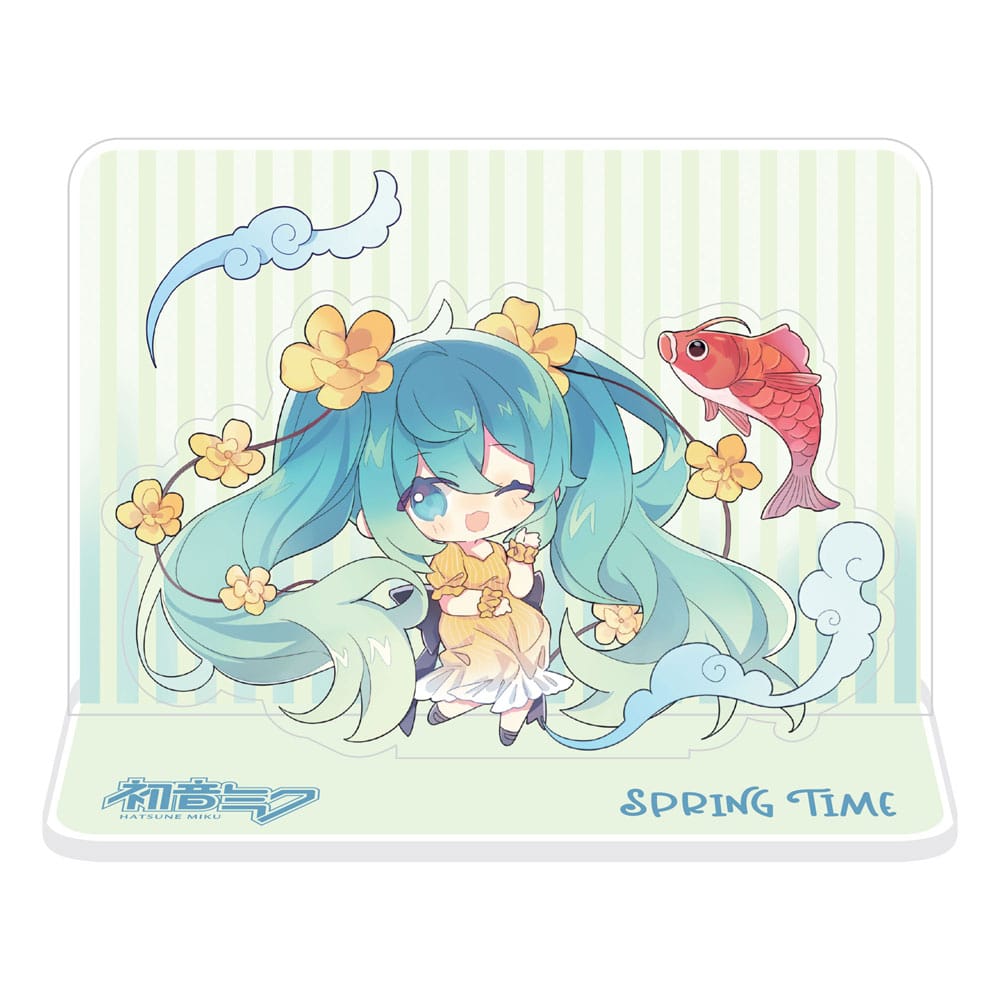 POPbuddies Hatsune Miku Acrylic Figure Standee Hatsune Miku Spring Time Chibi Miku with Koi 11 cm | Makochan