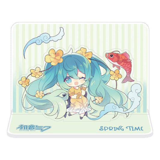 POPbuddies Hatsune Miku Acrylic Figure Standee Hatsune Miku Spring Time Chibi Miku with Koi 11 cm | Makochan