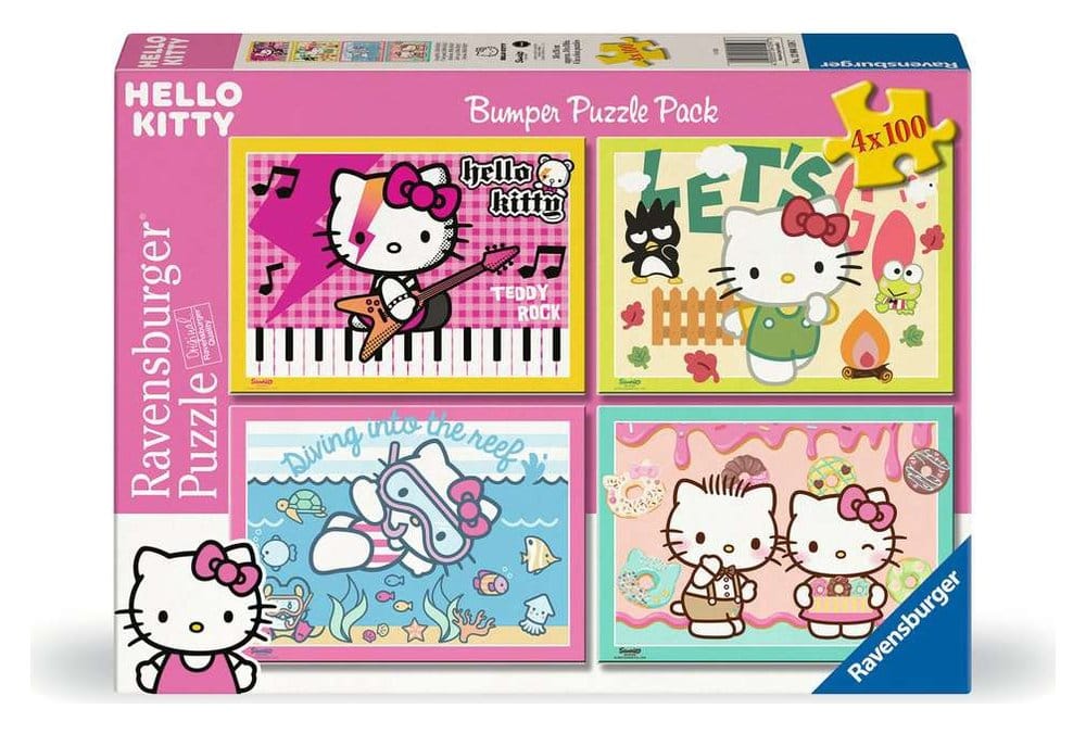 Ravensburger Hello Kitty Puzzle 4-Pack Let's Go, Hello Kitty! (4x100 Pieces) | Makochan