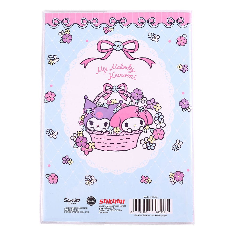 Sakami Merchandise Sanrio Notebook Kuromi & My Melody Pastel Flower Holographic Checkered | Makochan