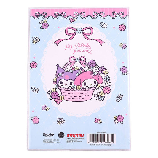 Sakami Merchandise Sanrio Notebook Kuromi & My Melody Pastel Flower Holographic Checkered | Makochan