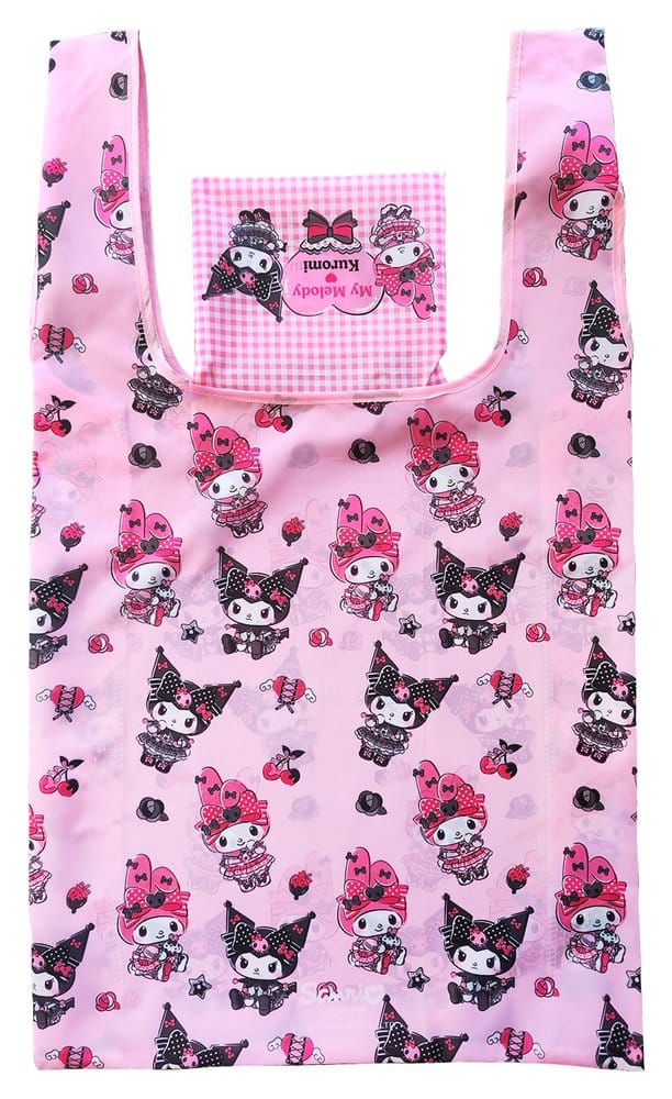 Sakami Merchandise Sanrio Pink Black Party Series Tote Bag Kuromi & My Melody Foldable | Makochan