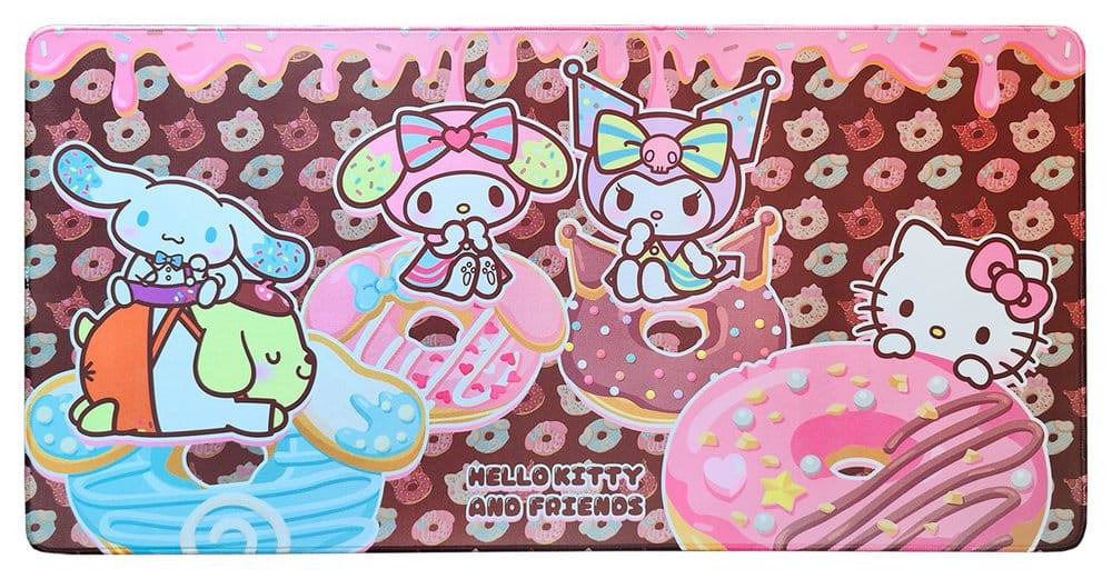 Sakami Merchandise Sanrio Pink Black Party Series XXL Mousepad Hello Kitty & Friends Donuts | Makochan