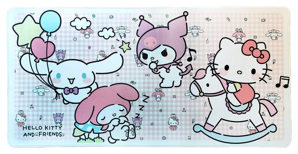 Sakami Merchandise Sanrio Pink Black Party Series XXL Mousepad Hello Kitty & Friends Infant Style | Makochan