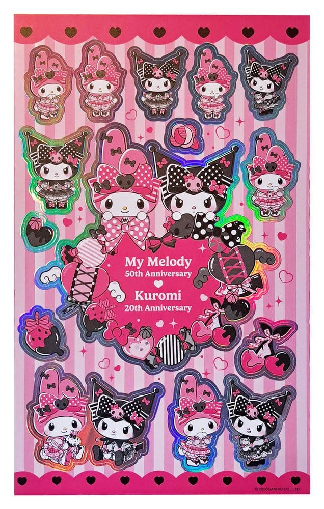 Sakami Merchandise Sanrio Pink Black Party Series Sticker Pack Kuromi & My Melody | Makochan