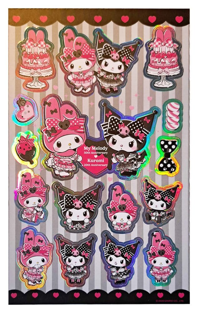 Sakami Merchandise Sanrio Pink Black Party Series Sticker Pack Kuromi & My Melody | Makochan