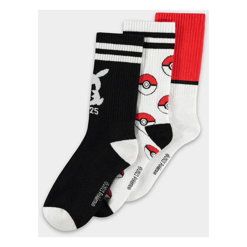 Difuzed Pokémon Socks 3-Pack Pikachu Pokeball 39-42 | Makochan