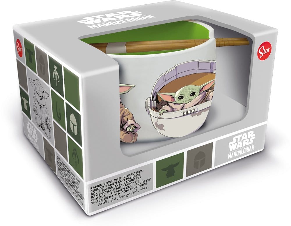 Stor Star Wars: The Mandalorian Ramen Bowl with Chopsticks Grogu | Makochan