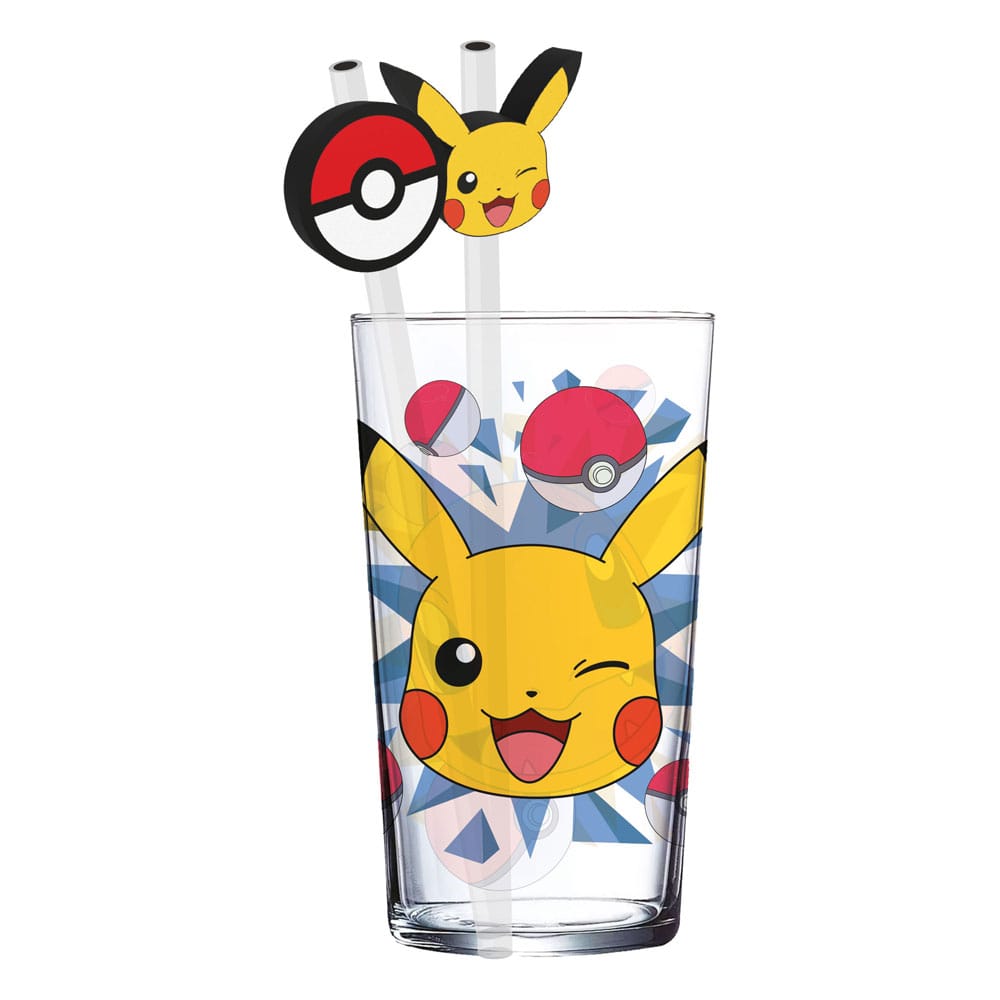 Stor Pokémon Glass Tumbler with Straws Pikachu 485 ml | Makochan