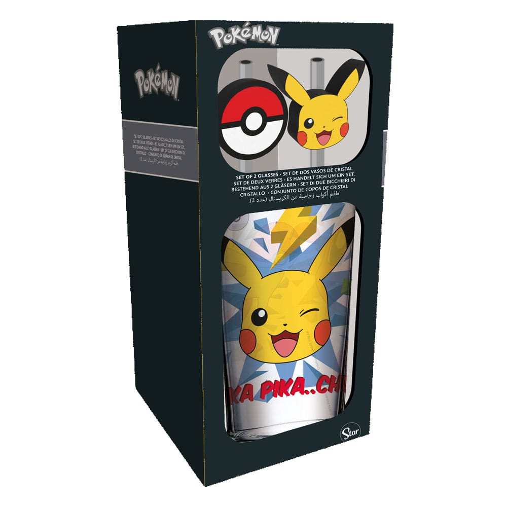 Stor Pokémon Glass Tumbler with Straws Pikachu 485 ml | Makochan