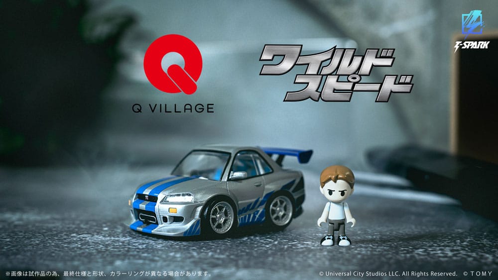 Takara Tomy Fast & Furious Q-Village Vehicle with mini-figure Nissan Skyline GT-R (R34) 9 cm | Makochan