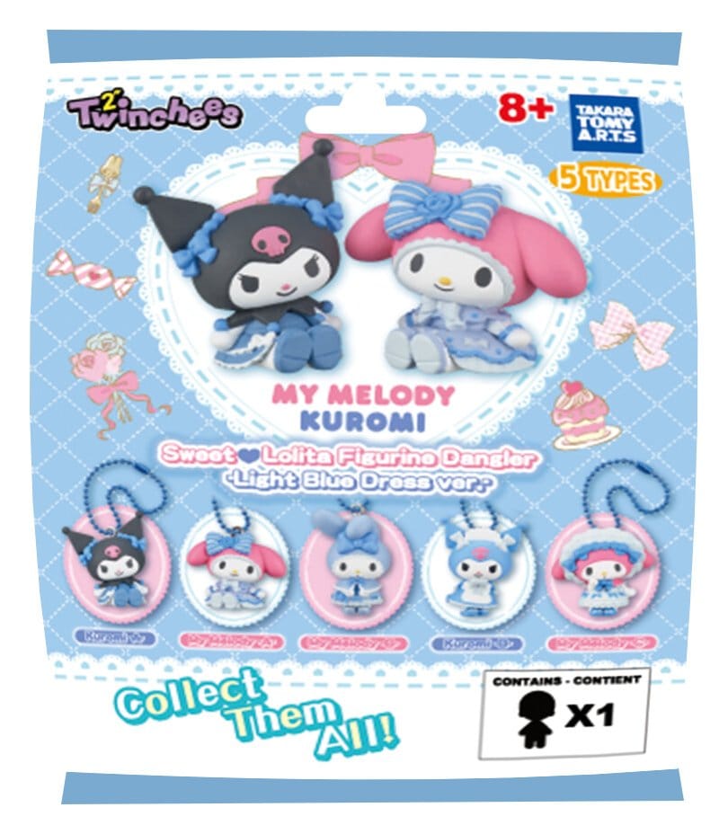 Takara Tomy Sanrio Twinchees Mini Figures My Melody x Kuromi Sweet Lolita 5 cm Blind Pack Display (24) | Makochan