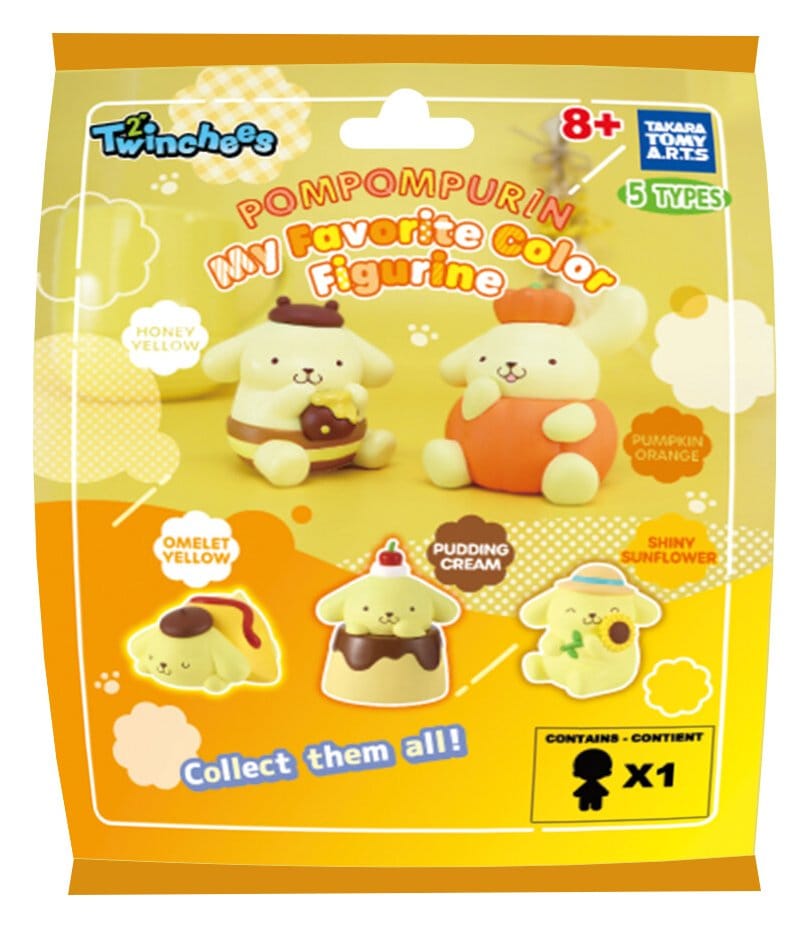 Takara Tomy Sanrio Twinchees Mini Figures Pompompurin My Fav Color 5 cm Blind Pack Display (24) | Makochan