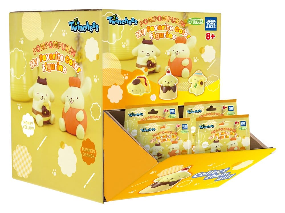 Takara Tomy Sanrio Twinchees Mini Figures Pompompurin My Fav Color 5 cm Blind Pack Display (24) | Makochan