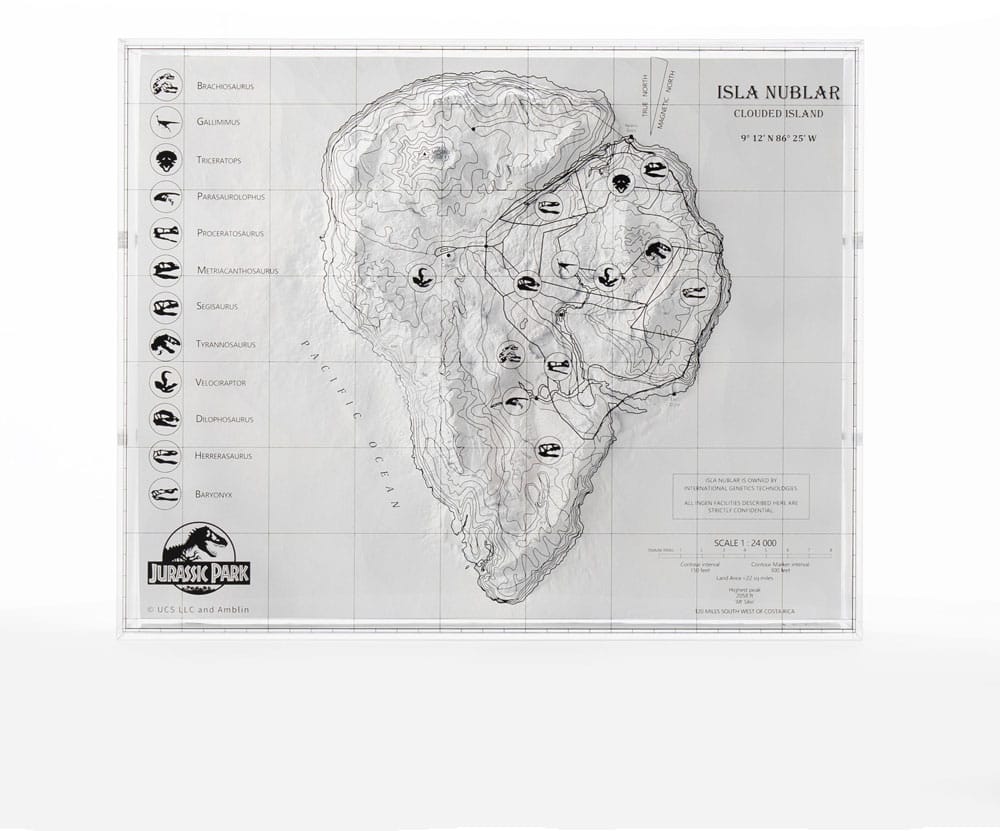 Elite Creature Collectibles Jurassic Park Topographic Map Isla Nublar | Makochan