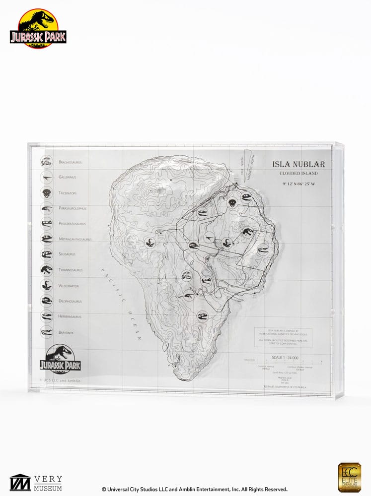 Elite Creature Collectibles Jurassic Park Topographic Map Isla Nublar | Makochan