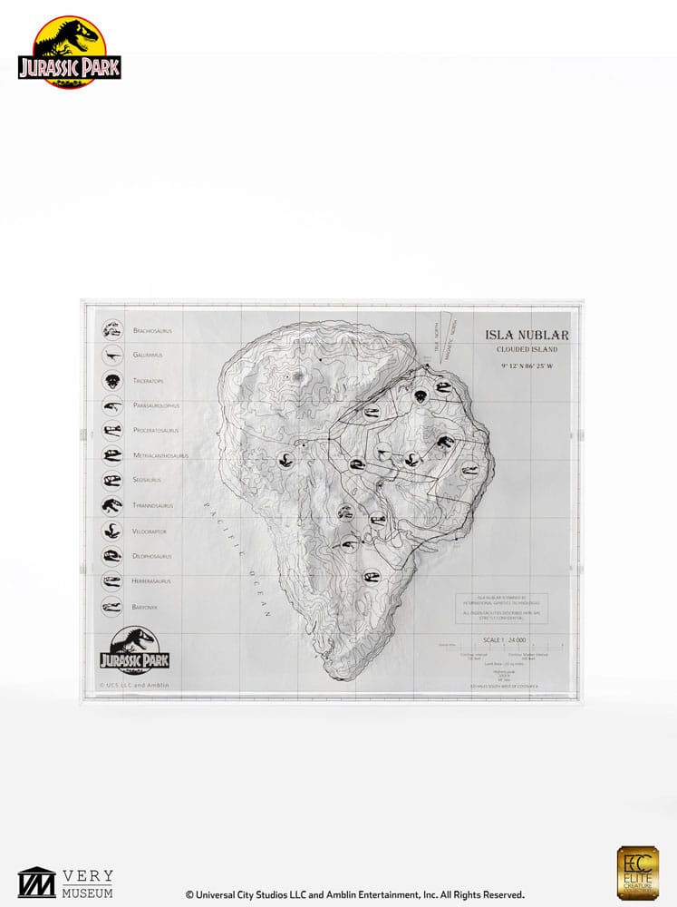 Elite Creature Collectibles Jurassic Park Topographic Map Isla Nublar | Makochan