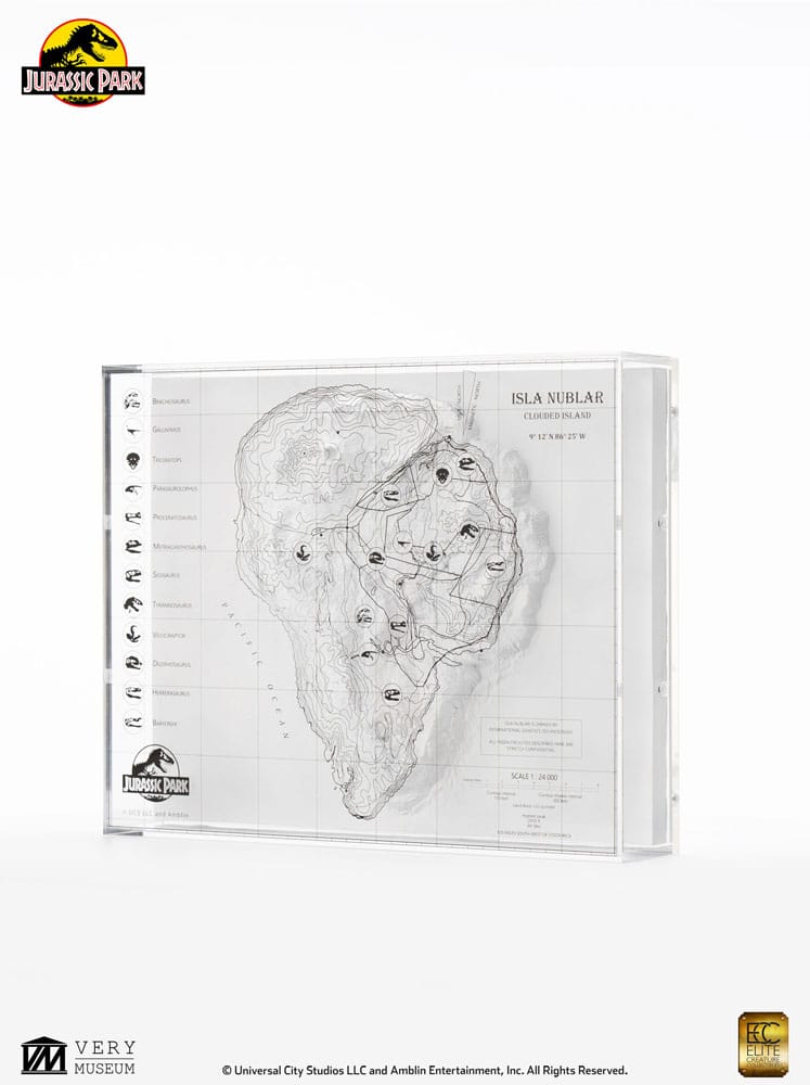 Elite Creature Collectibles Jurassic Park Topographic Map Isla Nublar | Makochan