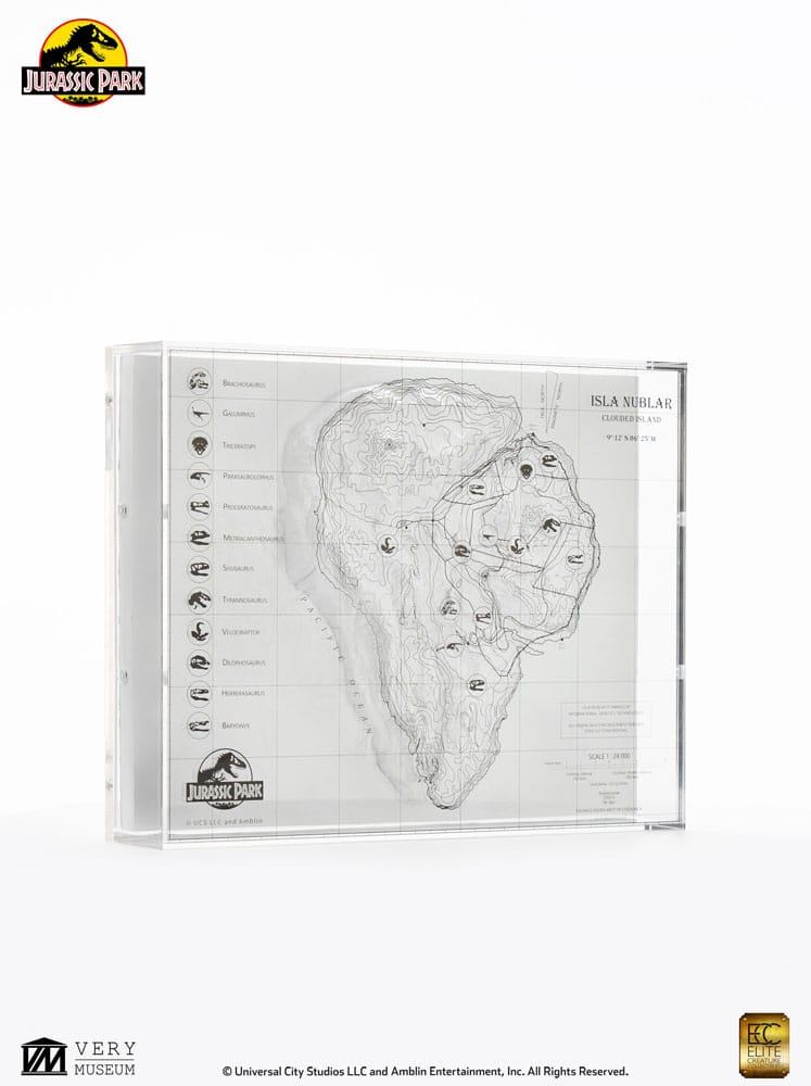 Elite Creature Collectibles Jurassic Park Topographic Map Isla Nublar | Makochan