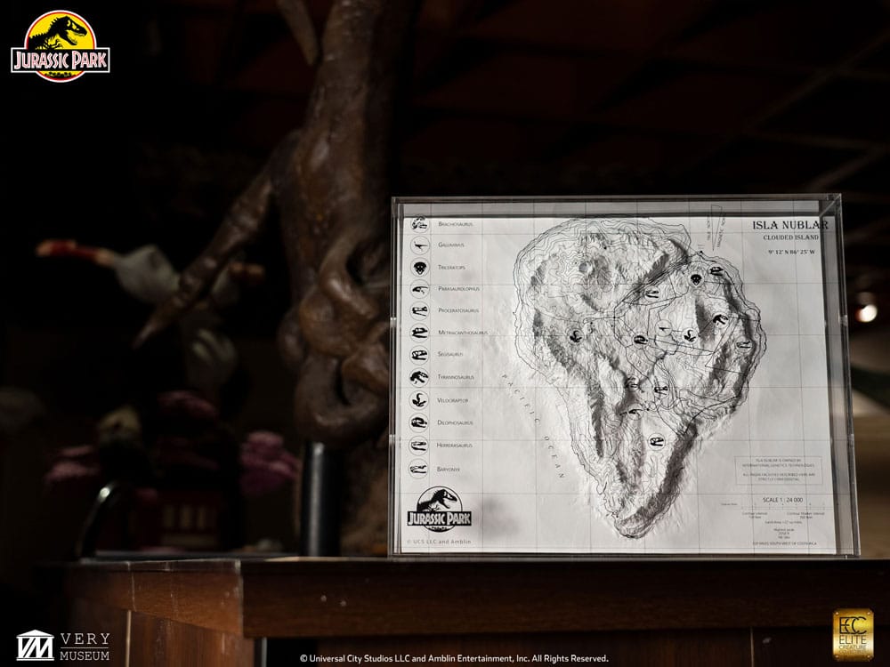 Elite Creature Collectibles Jurassic Park Topographic Map Isla Nublar | Makochan