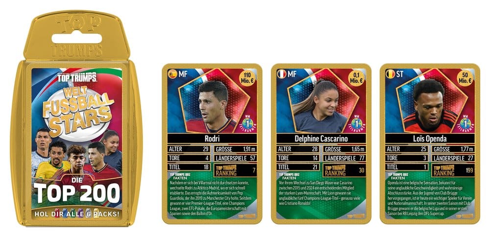Winning Moves World Football Stars Card Game 200 Pack 6 *German Version* | Makochan