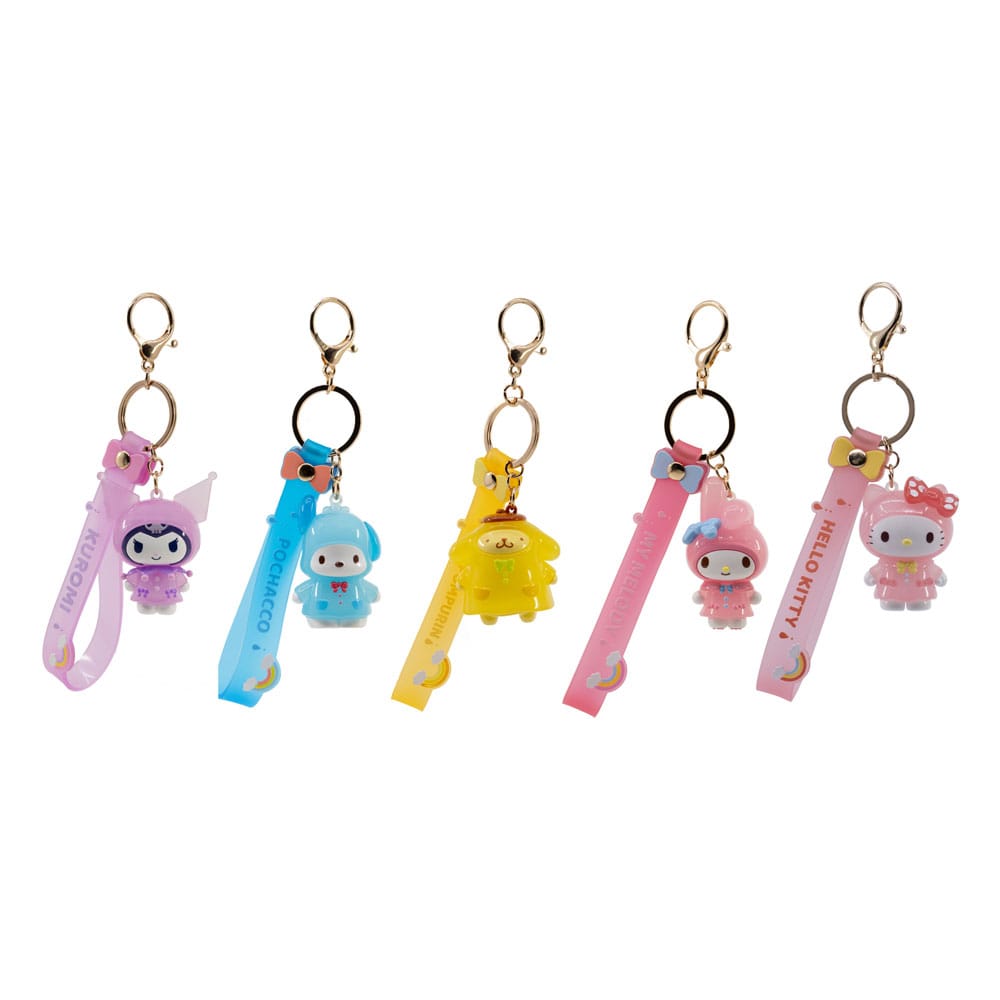 YuMe Toys Sanrio Raincoat Series Keychain with Hand Strap Hello Kitty and Friends Display (12) | Makochan